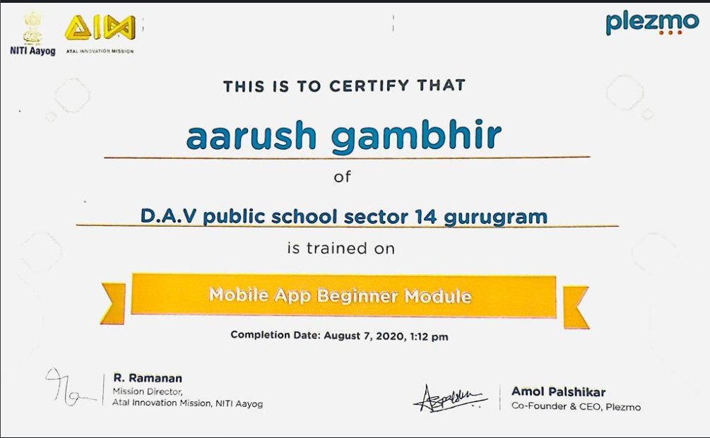Mobile App Beginner Module certificate