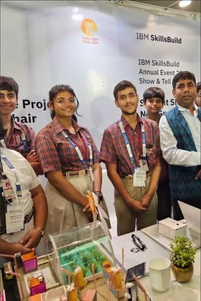 Aarush and his team presenting PosChair at the IBM SkillsBuild Annual Event